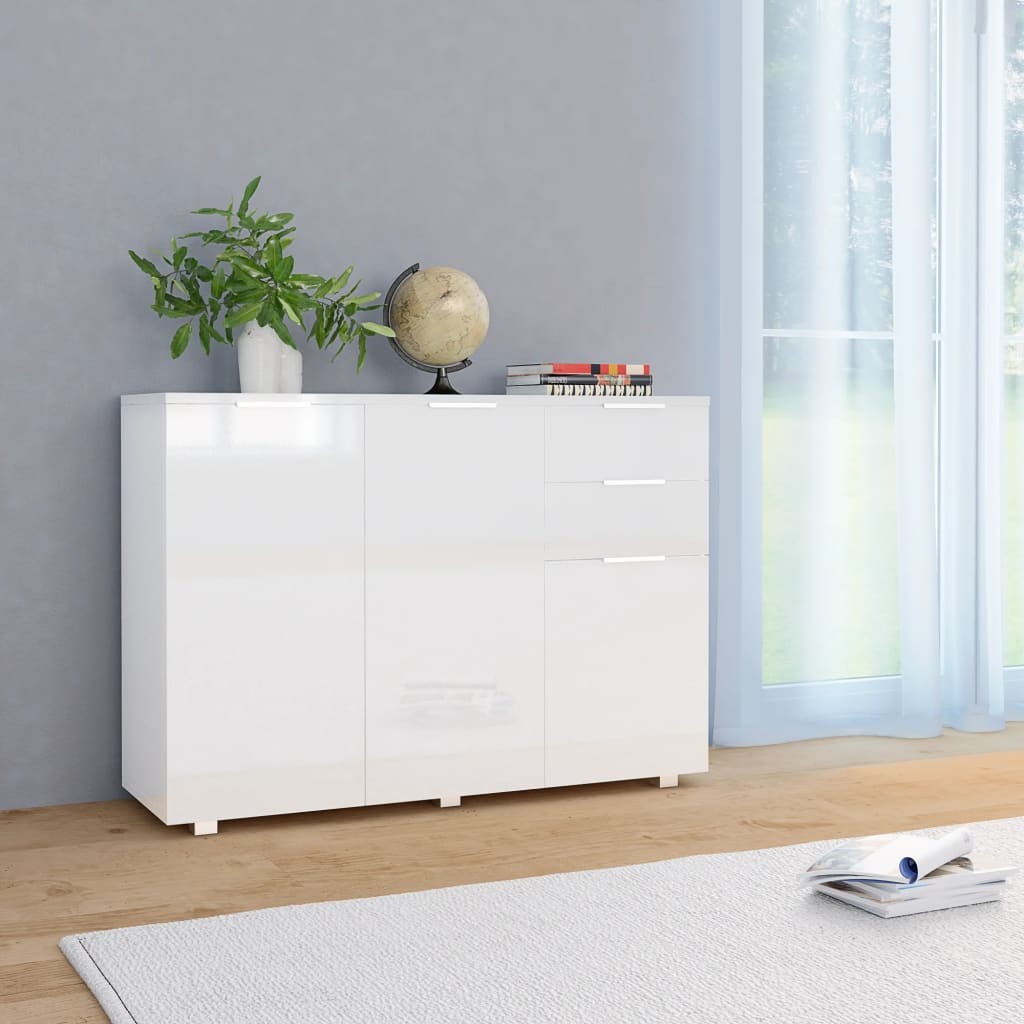 Sideboard High Gloss White 107x35x76 Cm 6 Sideboard High Gloss White 107x35x76 cm